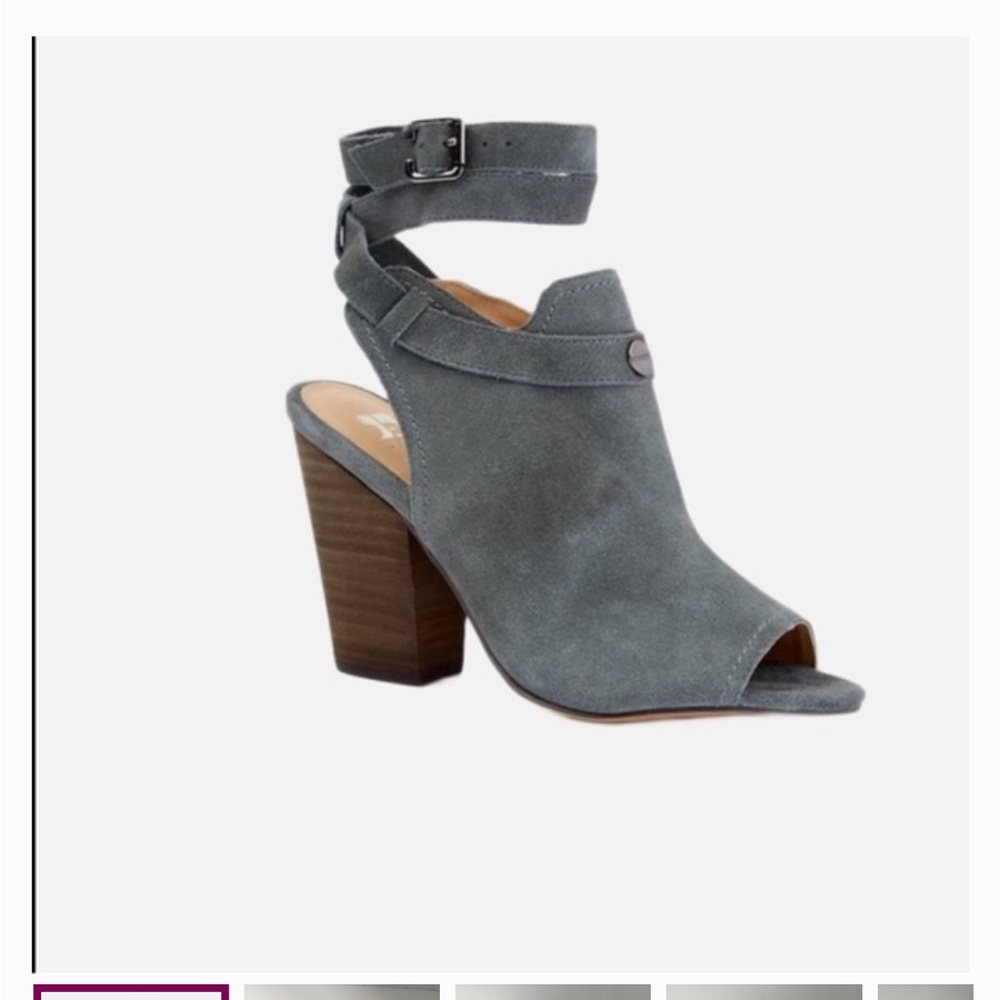 Joe’s peep toe ankle wrap block heel